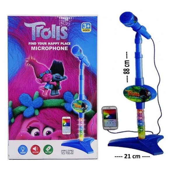 Mainan Anak Microphone Mic Karakter Trolls And Smurfs 8019A 8031A