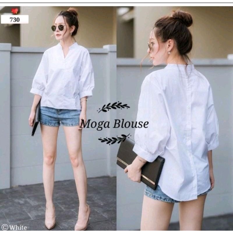 Baju Atasan Wanita Korean Style Kekinian Blouse Bahan Linen &amp; Polyester
