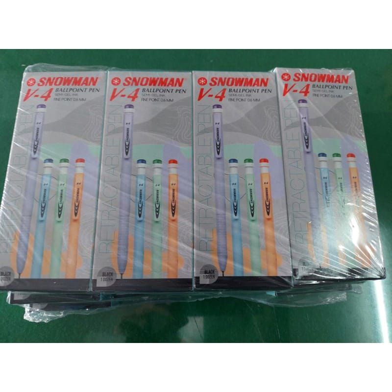 

[BOX ISI 12] PULPEN SNOWMAN V-4 HITAM 0.6 M SEMI GEL INK PEN / BALLPOINT CETEK / BOLPEN / PULPEN CETEK