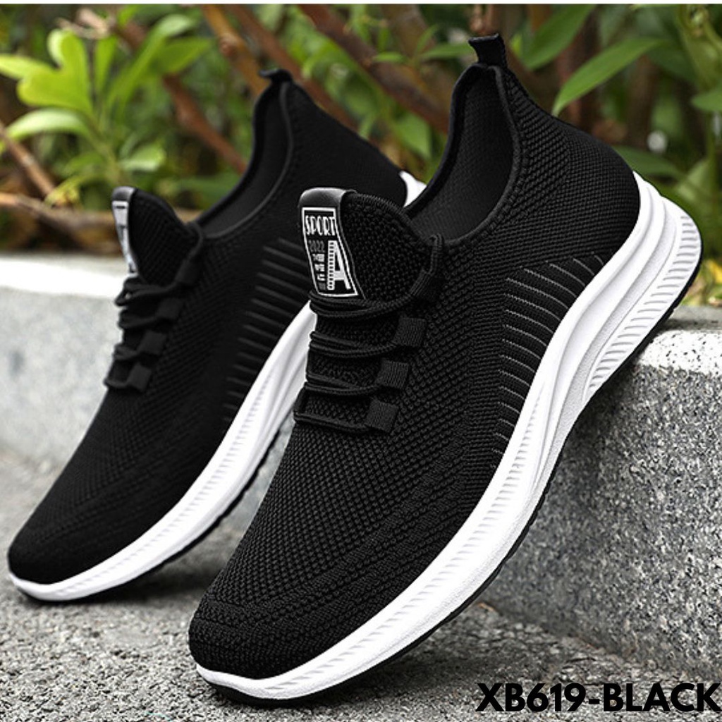 SEPATU SNEAKERS PRIA PRAKTIS LENTUR LARI LATIHAN OTOT GANTENG BET BAHAN FLYKNIT IMPORT B619