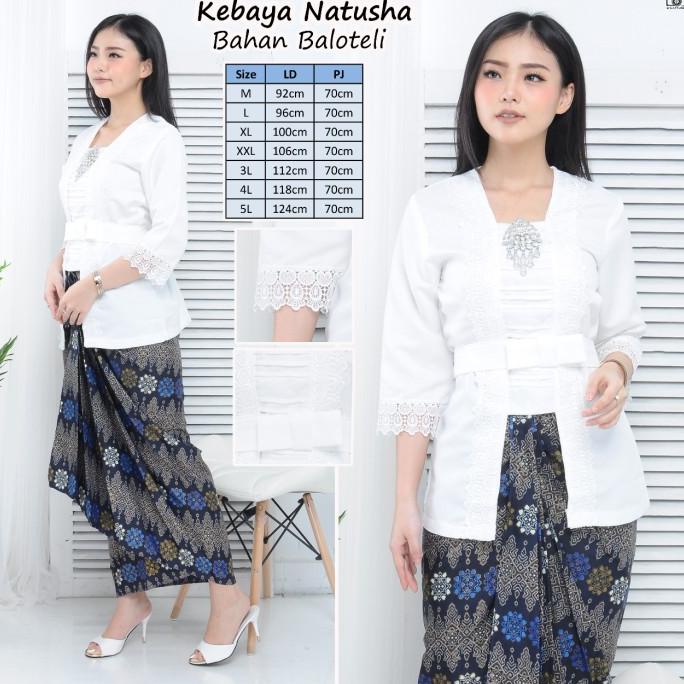 Atasan kebaya kutubaru putih / Kebaya kutubaru / Kebaya modern putih - 3L, Putih Tulang
