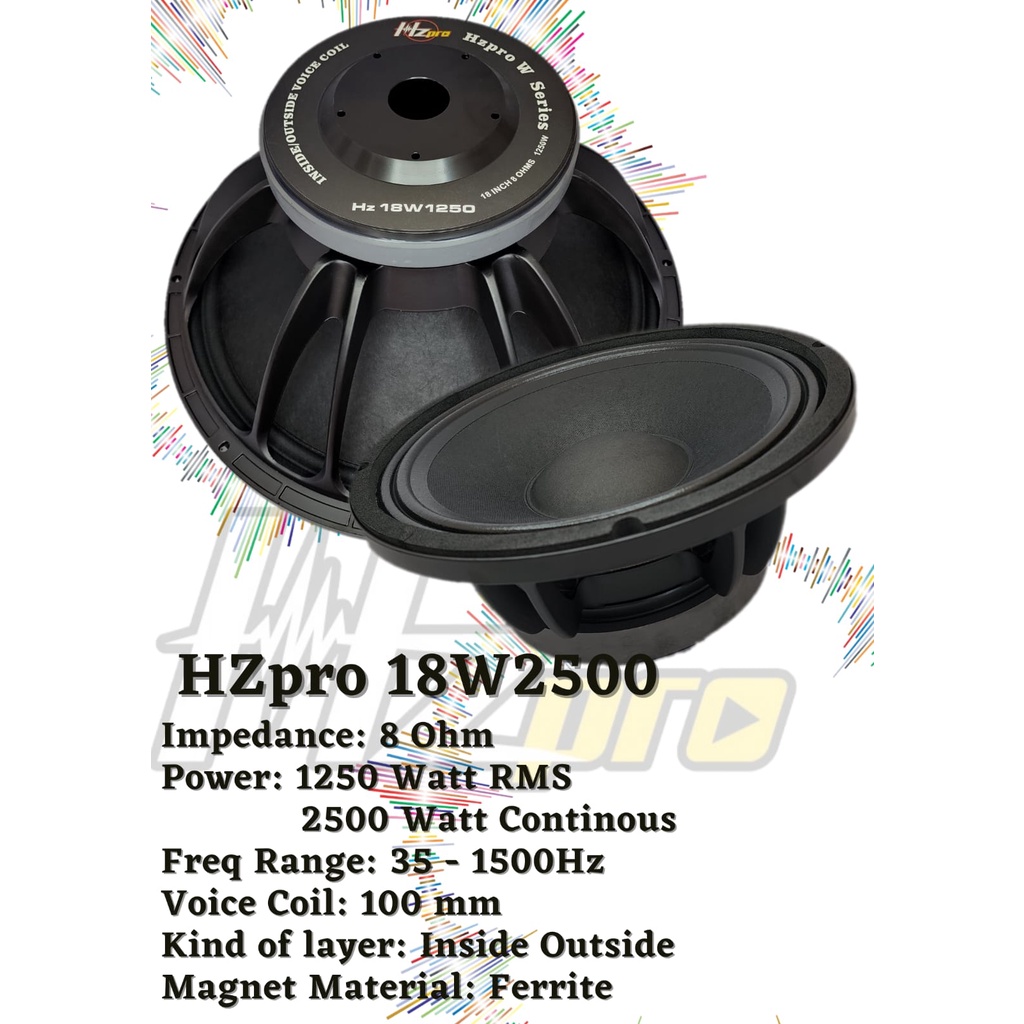 Speaker 18 Inch HZ PRO HZ18W1250 Original