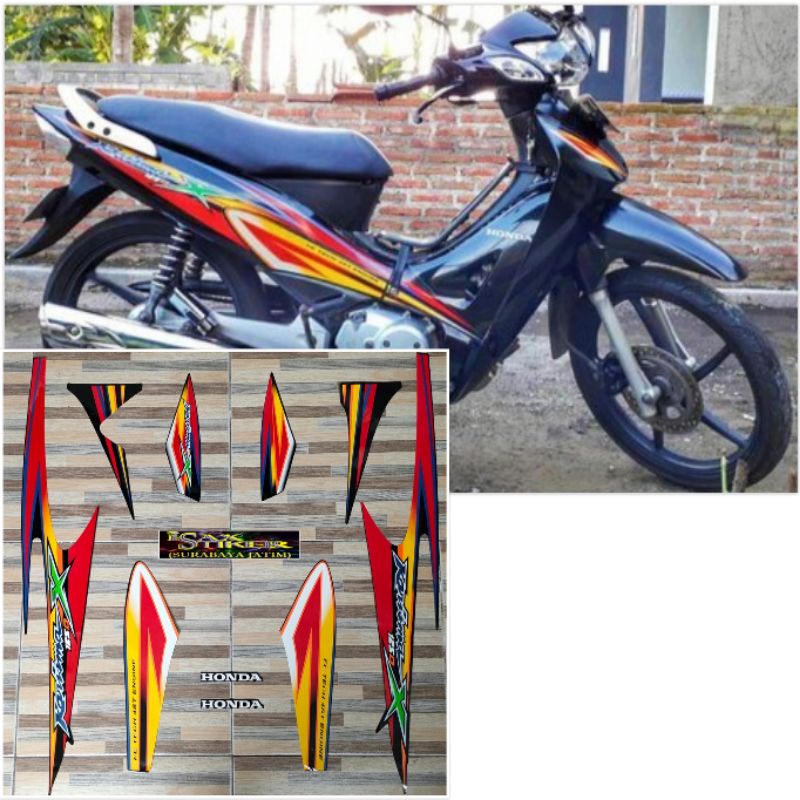 striping original Honda Karisma 125D X hitam tahun 2005