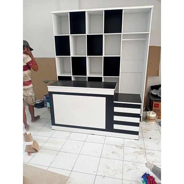 SATU SET RAK LAUNDRY + MEJA KASIR // MEJA KASIR LAUNDRY // MEJA KASIR TOKO // MEJA KASIR RESEPSIONIS