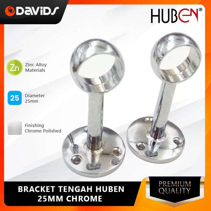 Bracket Pipa Tengah Braket 1 Inch Huben 25mm Chrome