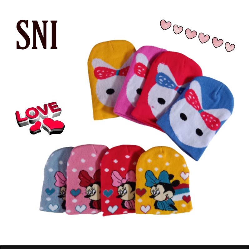 Topi bayi cowok cewek baru lahir Newborn lucu karakter bebek 0-3 bulan katun murah/ topi rajut bayi