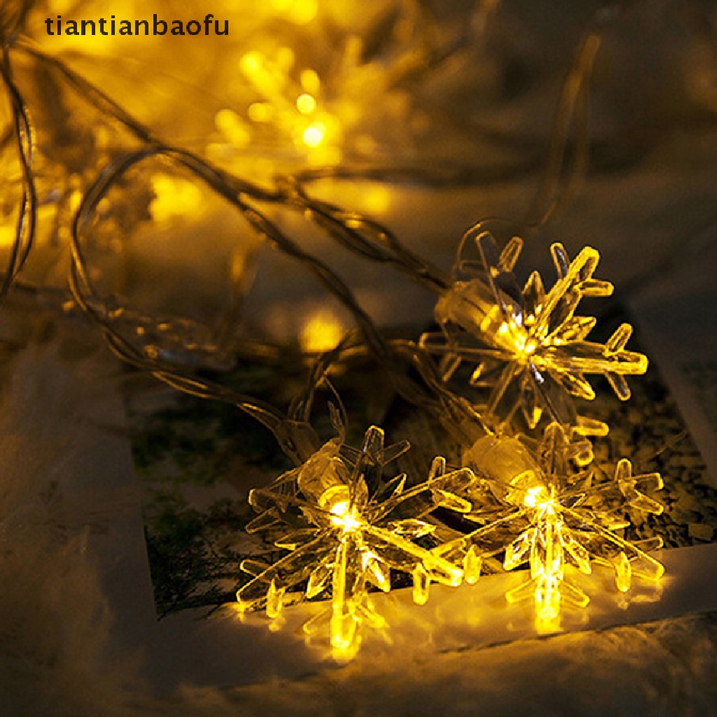 Lampu String LED Bentuk Snowflake Warna Warm White Untuk Dekorasi Natal