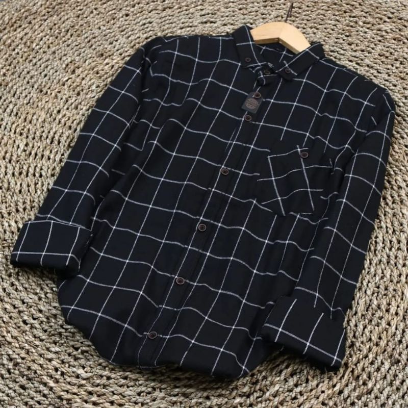 Baju Planel Flannel Pria Cowo Cowok Merah Lengan Panjang