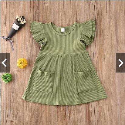 DRESS ANAK TANGAN RUFFLE GIRLY / SET GIRLY BAHAN RIB