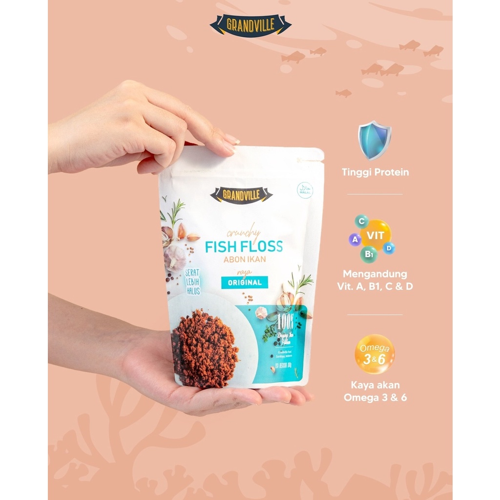 GRANDVILLE Abon Sapi Ayam Asli 100g - Crunchy Beef Chicken Floss - Mpasi Bayi Anak NO MSG Halal