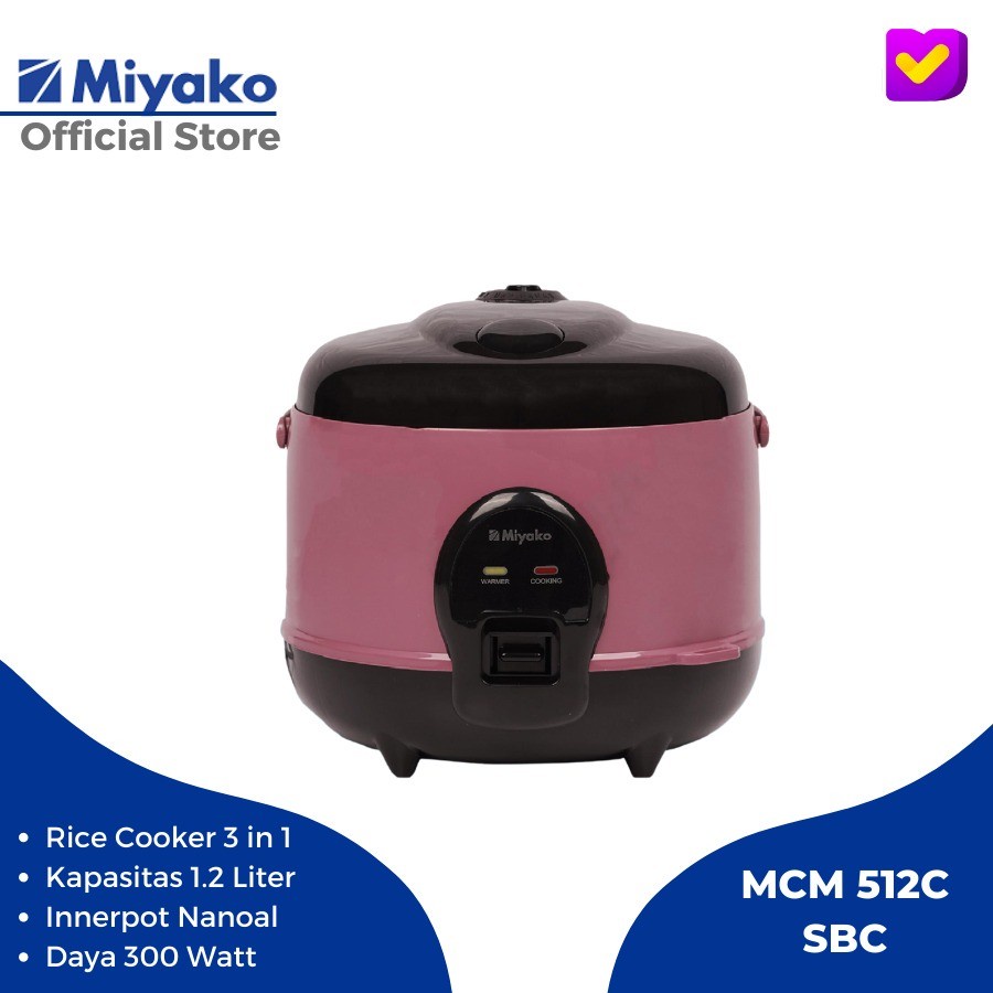 Rice Cooker Miyako MCM 512 C SBC Magic Com Mini Miyako 512 SBC Nanoal Penanak Nasi Miyako Panci Anti Lengket