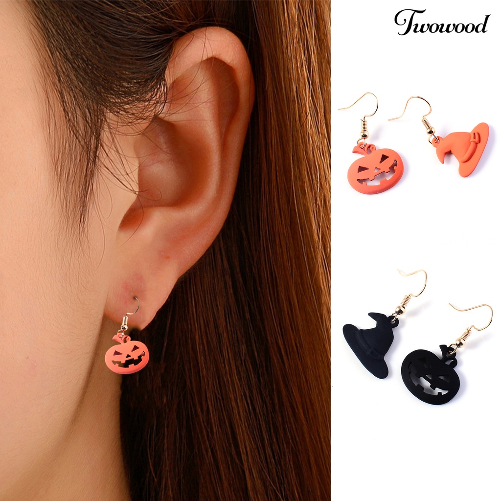 1 Pasang Anting Desain Ilustrasi Halloween Bahan Alloy