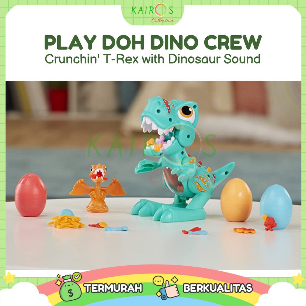 Play Doh Dino Crew Crunchin' T-Rex with Dinosaur Sound &amp; 3 PlayDoh Egg Mainan Anak Dinosaurus