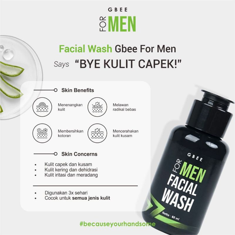 Miffglow - FACIAL WASH Gbee glow beauty Men skin perawatan wajah pria