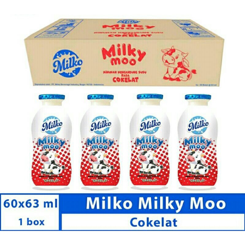 

MILKY MOO Susu Uht Botol Coklat 1Dus / Karton isi 60Pcs @63ml