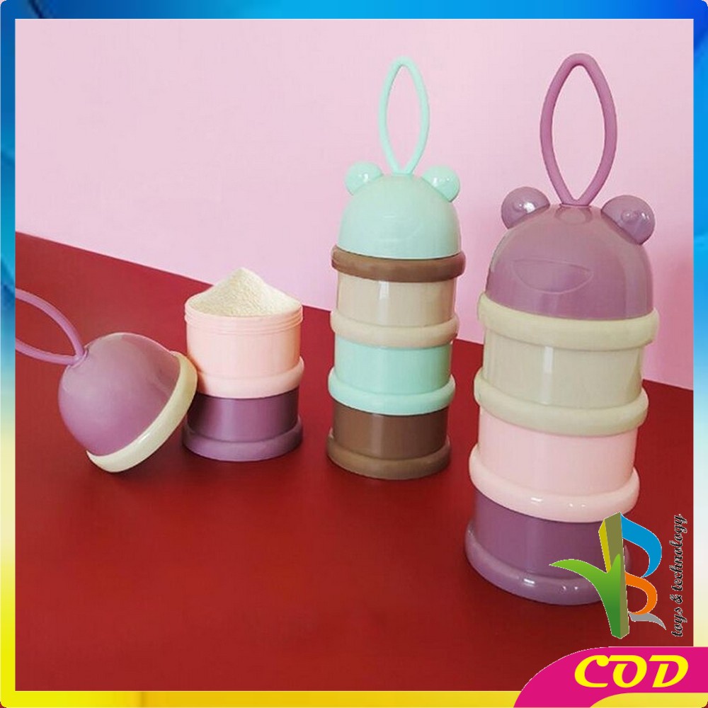 RB-C122 Wadah Tempat Susu Bubuk Bayi Travel 4Tingkat Milk Powder Container Karakter Kotak Susu Bubuk