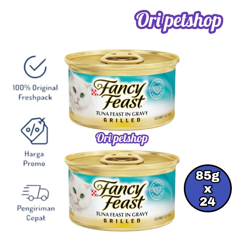 (24 can) Purina Fancy Feast Kaleng Wet Cat Food 85g - Tuna In Gravy