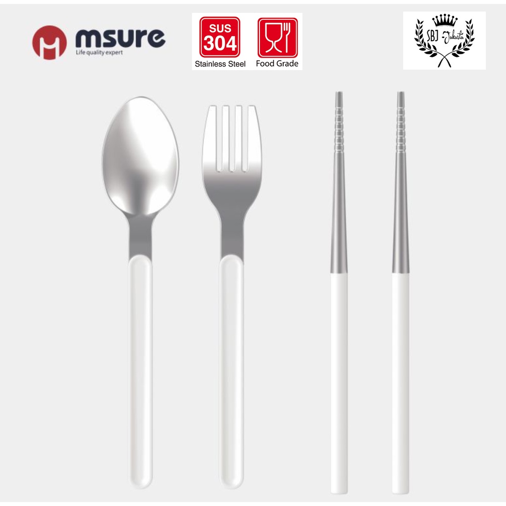 Set Alat makan Sendok Garpu Sumpit Msure Stainless SUS304 BPA Free untuk dewasa / anak