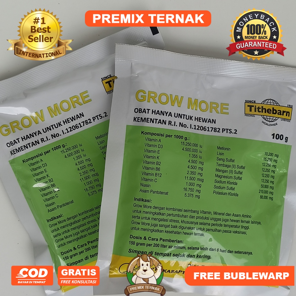 GROW MORE 100 gram - Multivitamin Asam amino dan Mineral Ayam