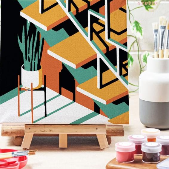

Paint by number lukisan bangunan city versi 3 canvas 20x20 cm - city05, 15x15cm