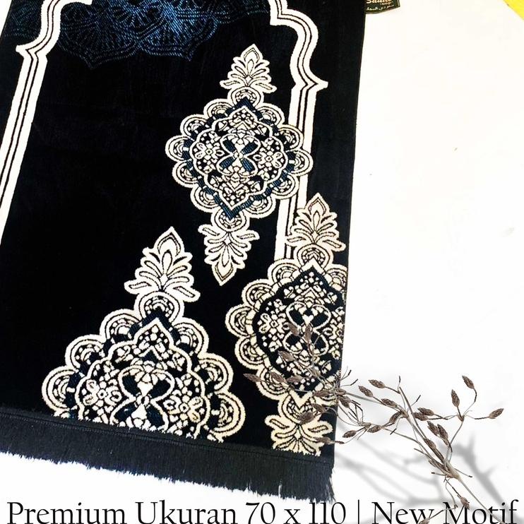 Sajadah Turki Hitam Premium,Sajadah Premium Tebal Motif Bunga