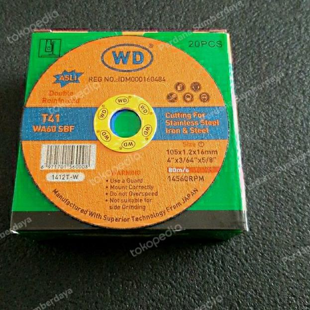 Batu Potong WD 4" Tipis 1 box isi 20 pcs / Gerinda Potong WD 1 box