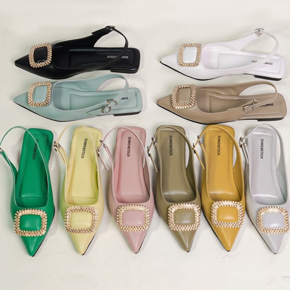 LAPEPA YUK - Dunkenstock KALEA Sepatu Sandal Wanita Flatshoes 1cm Size 36 - 40 Tidak Licin Flat Shoes untuk Kerja Kantoran Kuliah Casual Belezza 37 38 39 Warna ALL Black Fuschia Belleza Kekinian Premium Terbaru Shoes Ori Original Mall Official Store
