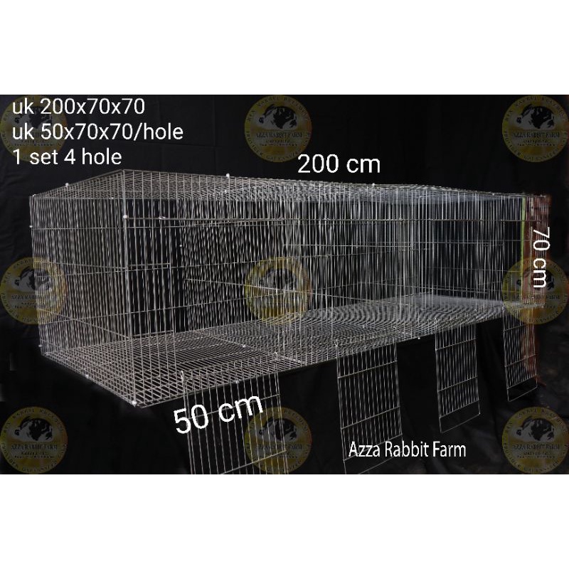 kandang galvanis kelinci uk 50x70x70(4 hole)