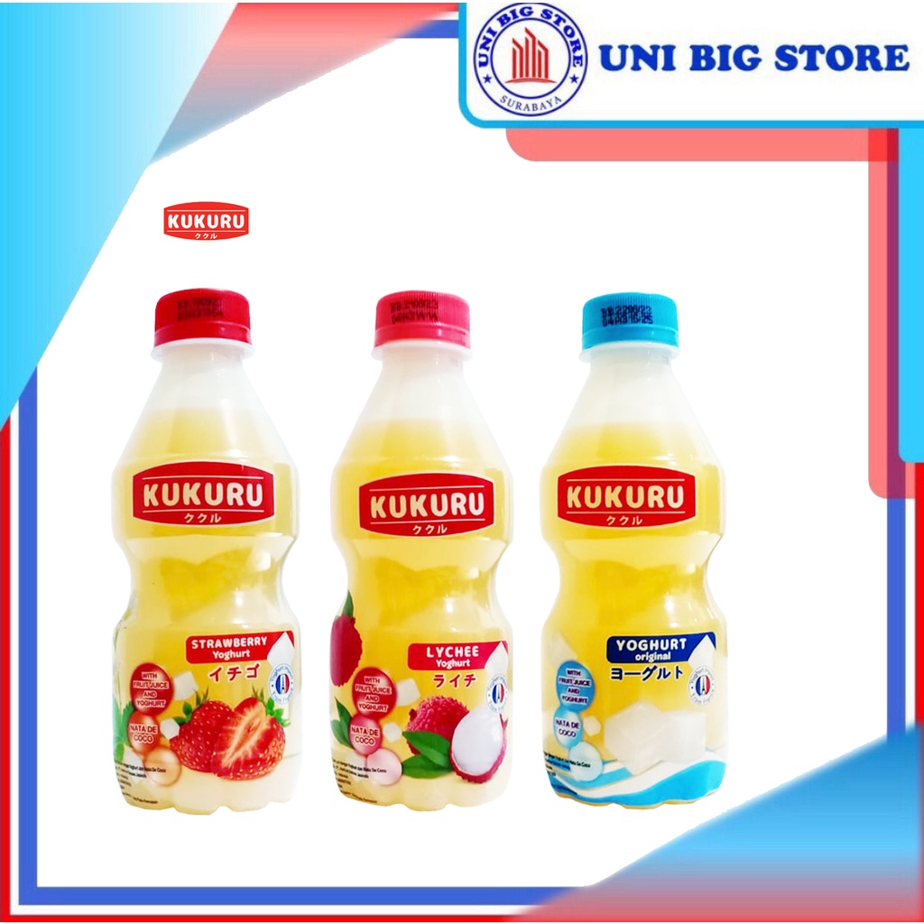 

Kukuru Yoghurt Drink Nata De Coco Original Lychee Strawberry 280 ml