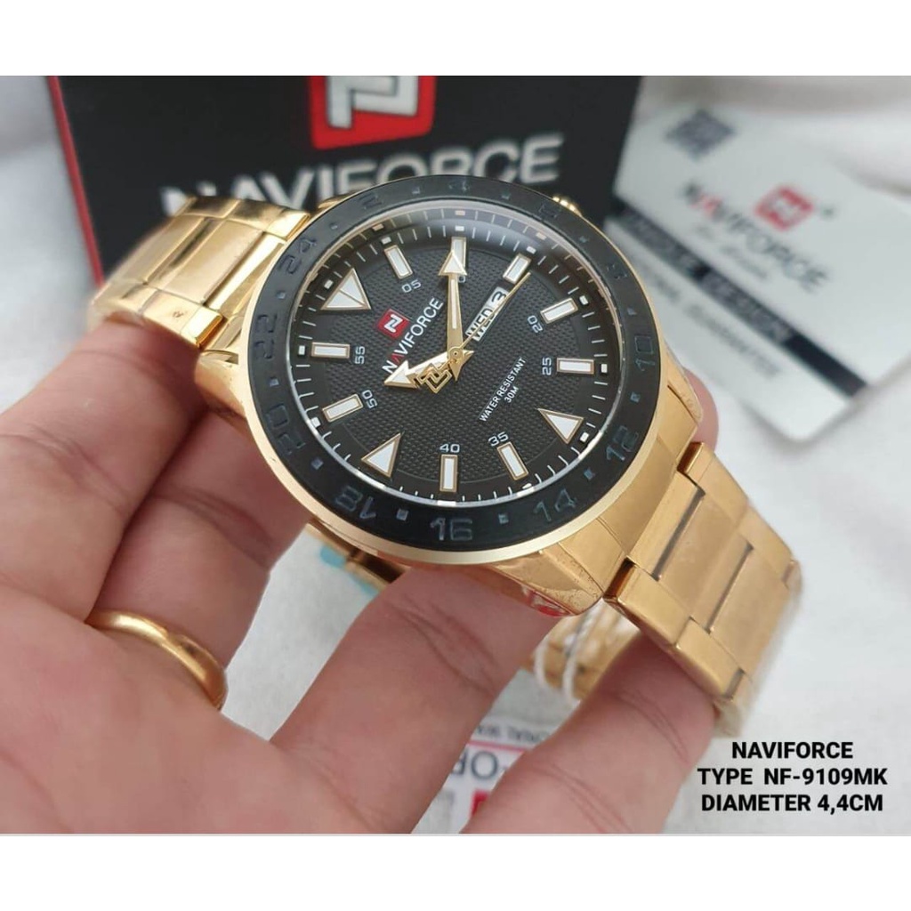 BISA COD! Jam Tangan Cowok Pria NAVIFORCE 9109 Bulat Import Murah Mewah BONUS BATERAI CADANGAN!