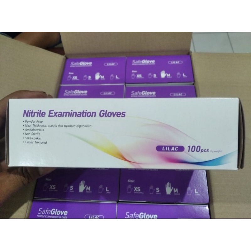 Sarung tangan nitrile / handscoon nitril safeglove isi 100pcs