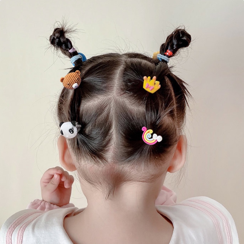 10pcs / set Ikat Rambut Karet Gaya Korea Motif Kartun Hewan / Buah Untuk Bayi / Anak Perempuan