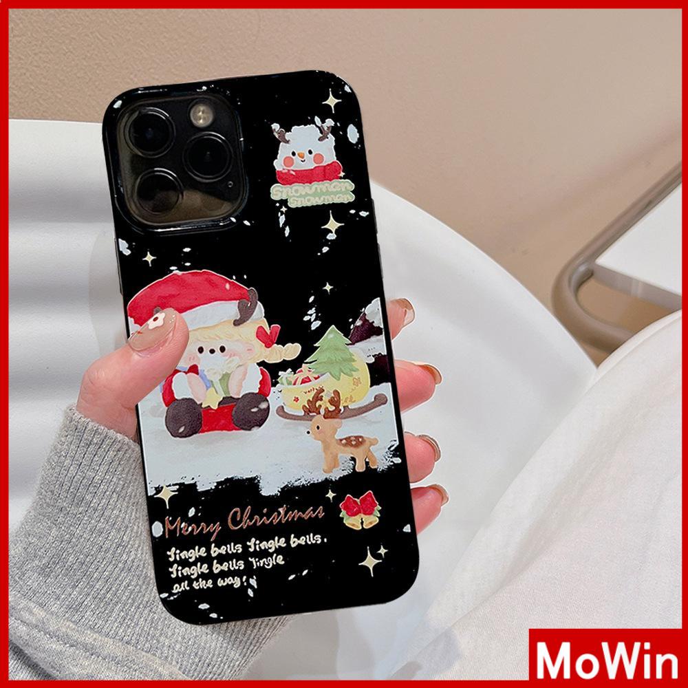 For iPhone 14 Pro Max iPhone Case Glossy Black TPU Soft Case Shockproof Protection Camera Merry Christmas Santa Claus Compatible For iPhone 13 Pro max 12 Pro Max 11 xr xs 7Plus 7 8