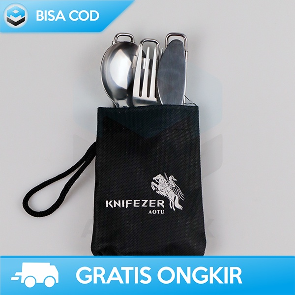 SET ALAT MAKAN PIKNIK SENDOK GARPU PISAU FOLDABLE KNIFEZER SIMPLE AOTU