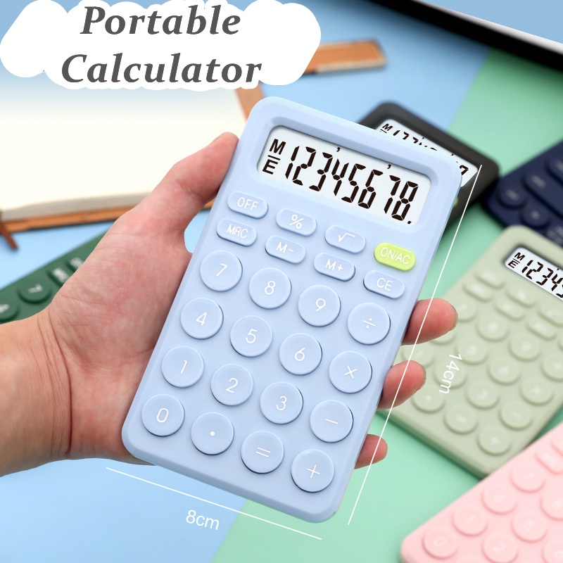 Candy Color Calculator Belajar Kalkulator Kantor Penyejuk Mini Portable Display 8 digit Perlengkapan Kantor Sekolah Alat Tulis