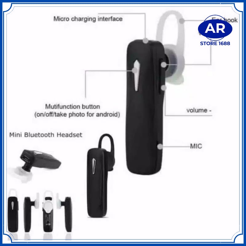 HEADSET EARPHONE BLUETOOTH HF BRANDED HEDSET BLUETOOTH UNTUK SEMUA HP WARNA HITAM DAN PUTIH