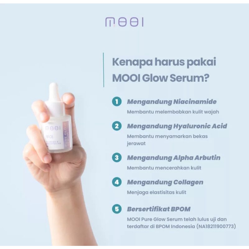 MOOI Pure Glow Serum/Serum Wajah Glowing Korea 20ml