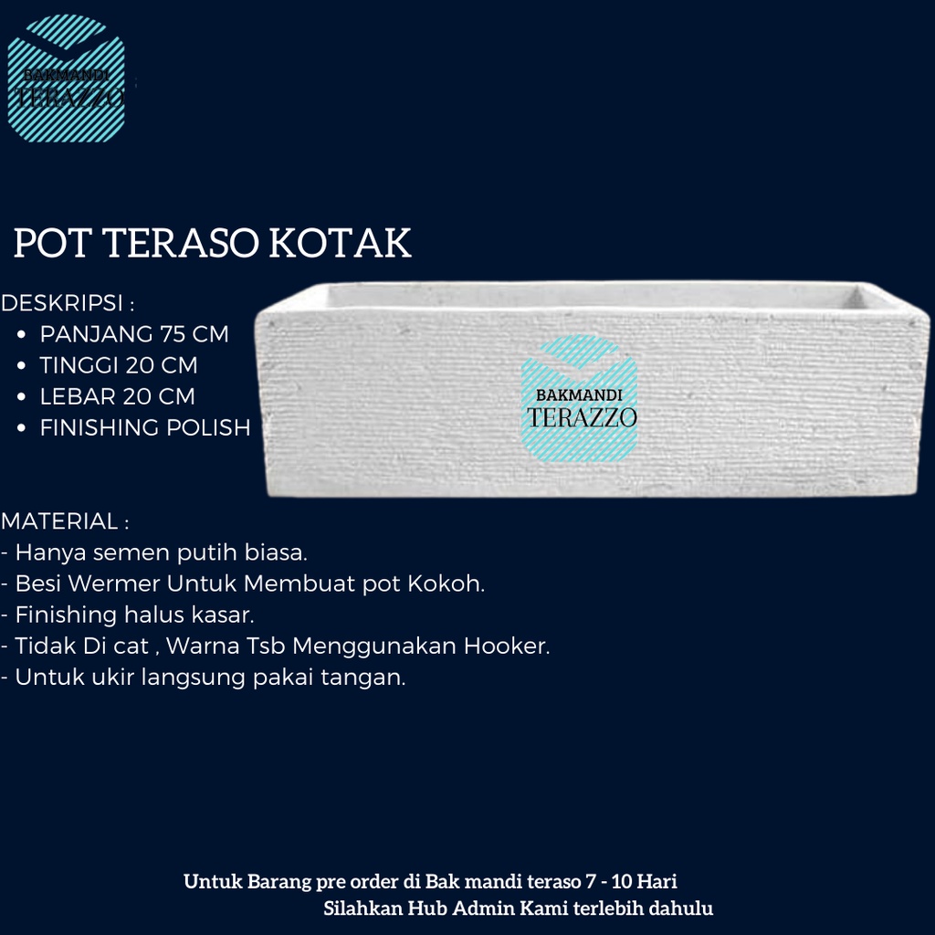 BAKMANDI TERAZZO/POT TERASO KOTAK MINIMALIS HITAM DAN PUTIH- POT BUNGA TERASO- POT BUNGA MURAH