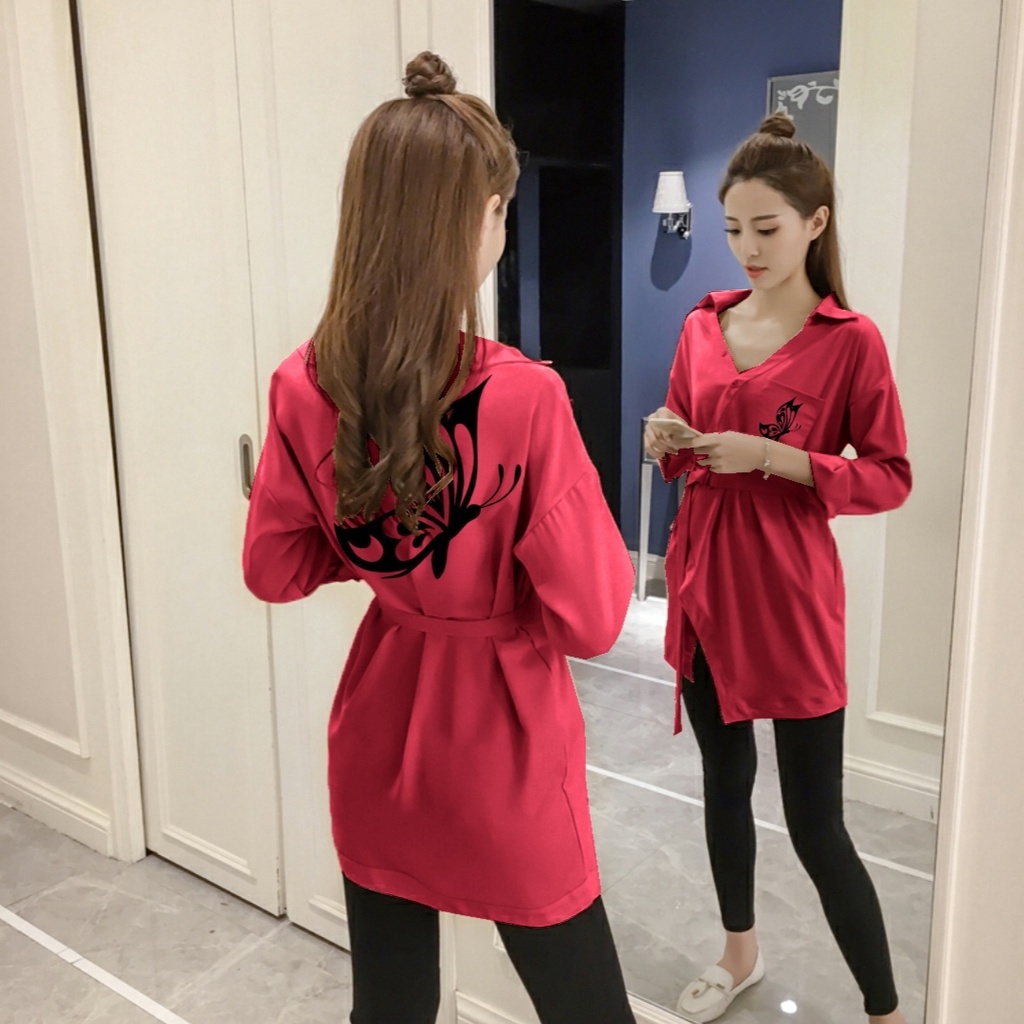 FWG - BLOUSE BUTTERFLY POCKET / BLOUSE WANITA TERBARU / BAJU ATASAN WANITA / BLUS / BLOUSE KOREA STYLE