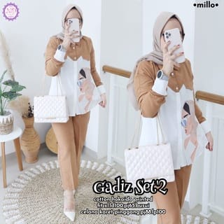 SET CRINCLE GADIS KEMEJA SABLON VIRAL (KEKEJA SABLON+CELANA) SETELAN FASHION WANITA TERBARU