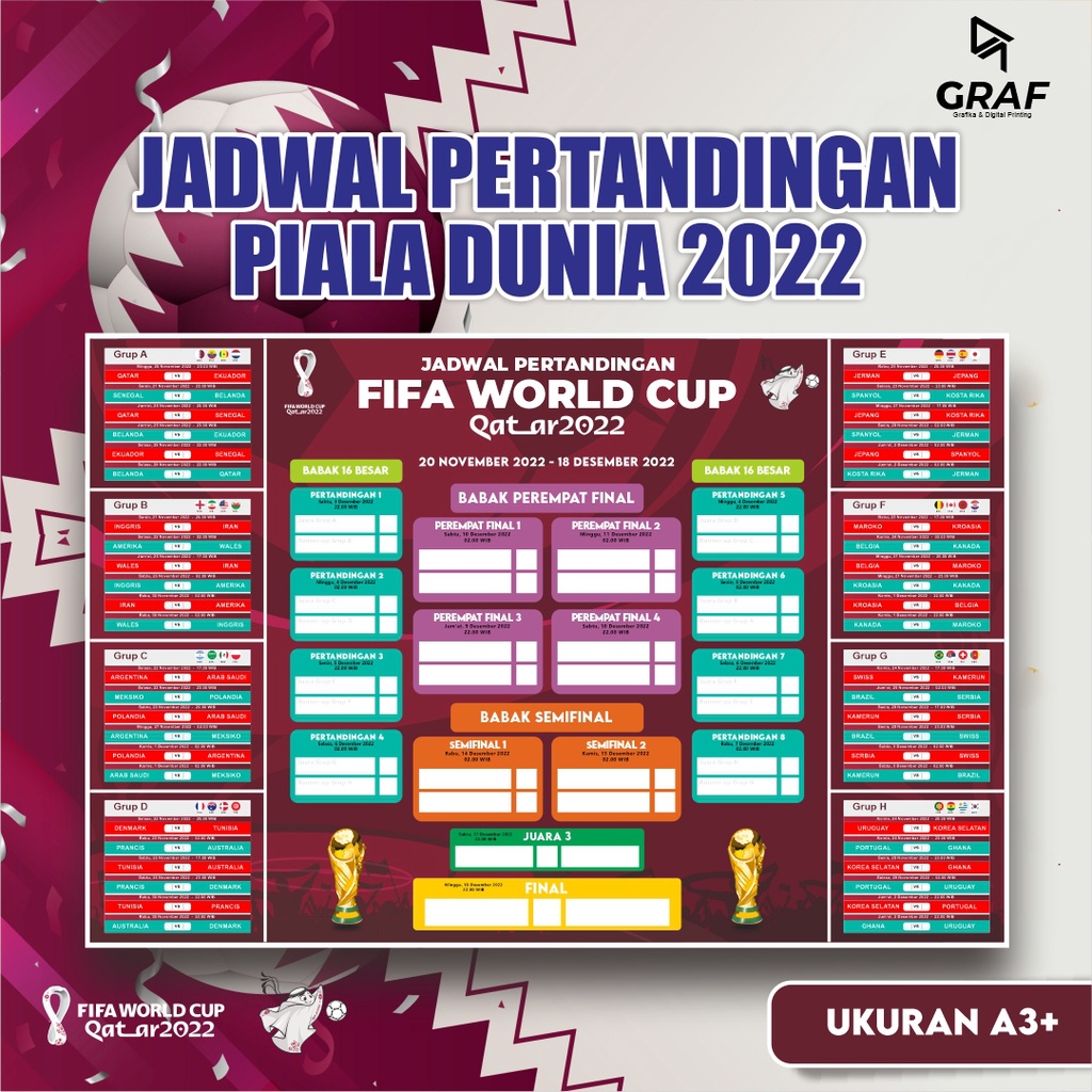 Jual Jadwal Piala Dunia Qatar Poster Jadwal Piala Dunia World Cup Qatar