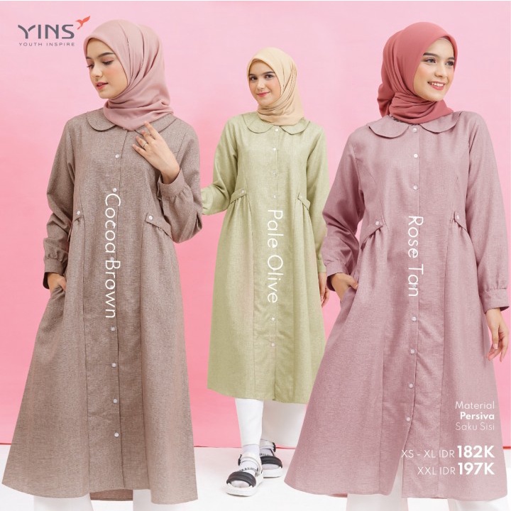 TUNIK INSPIRE IMD 004 Busui Kancing Depan Warna Brown Olive Rose Tan