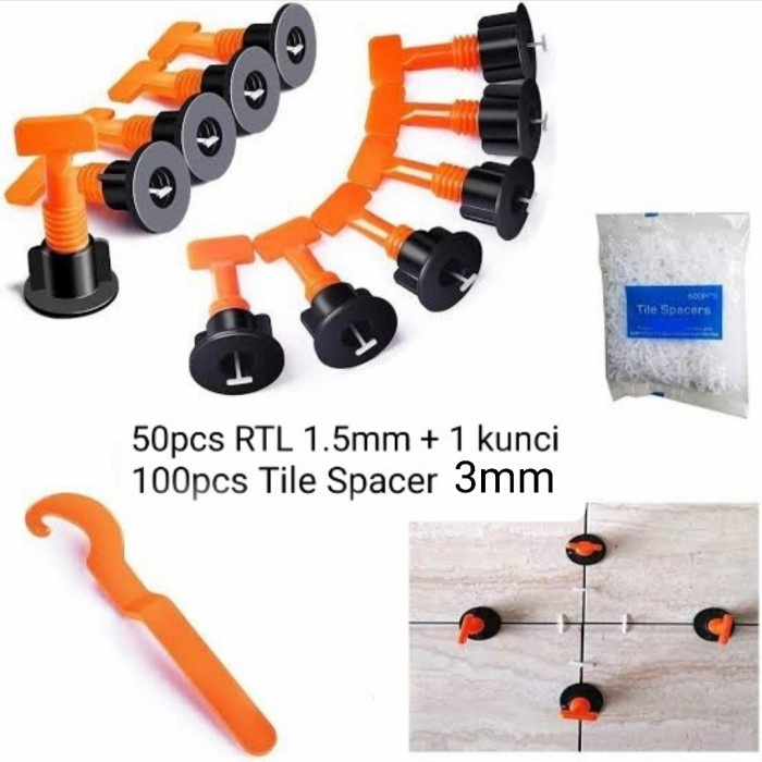 Reuseable Tile Leveling 1.5mm + Tile spacer 3mm - alat perata keramik