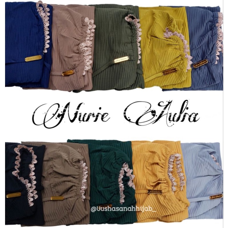 (Ori Nurie) AULIA •jilbab instan jersey ballerina•bergo instan plisket renda tali