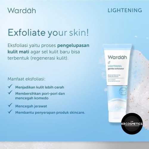 Wardah Lightening Gentle Exfoliator Scrub exfoliating wajah dengan Advanced Niacinamide 50 gr