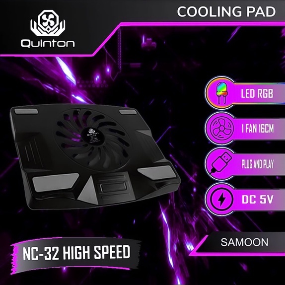 Quinton kipas laptop / cooling pad samoon 15&quot; high speed motor dengan 2 LED MERAH