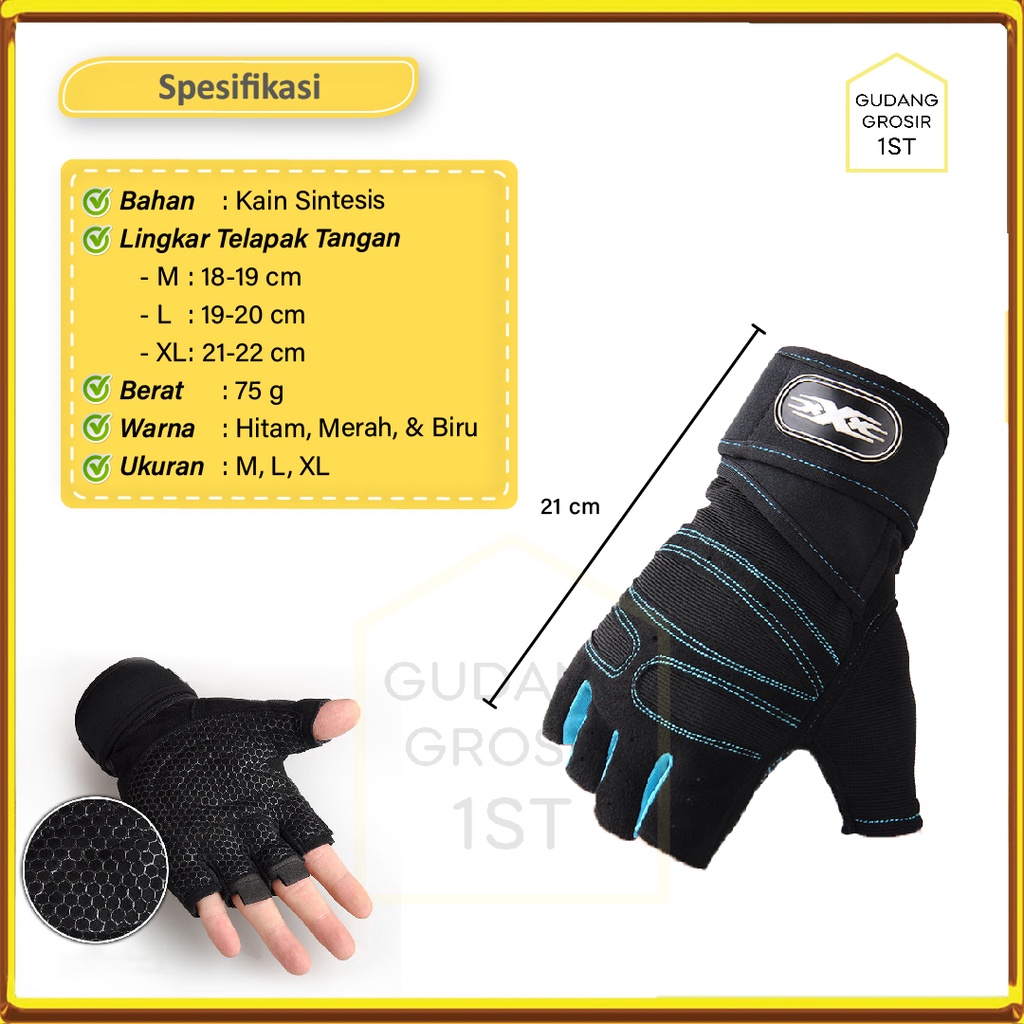 Anti-Slip Sarung Tangan Sepeda Motor | Gym Fitness | Sarung tangan | Universal Sport Gloves | Gloves Image 3