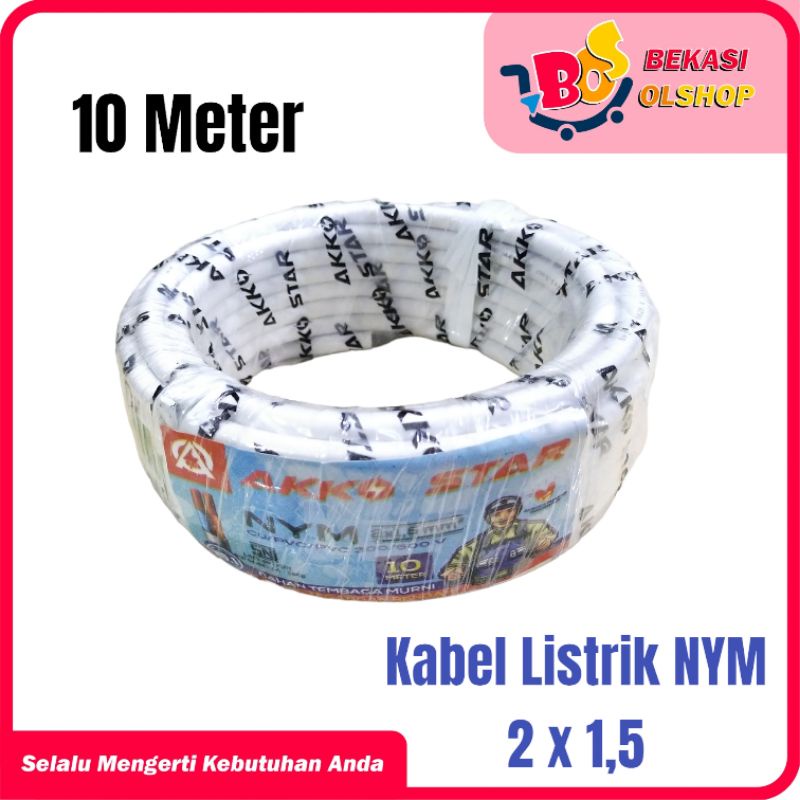 Kabel Listrik Nym 2 x 1,5mm² 10 Meter / Kabel Listrik Tembaga Akko Star