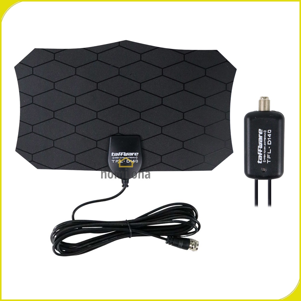 Antena TV Indoor Paket Dengan Penguat Sinyal Boster High Gain 25dB Antenna Bundling Booster Signal Amplifier TFL-D140 Black