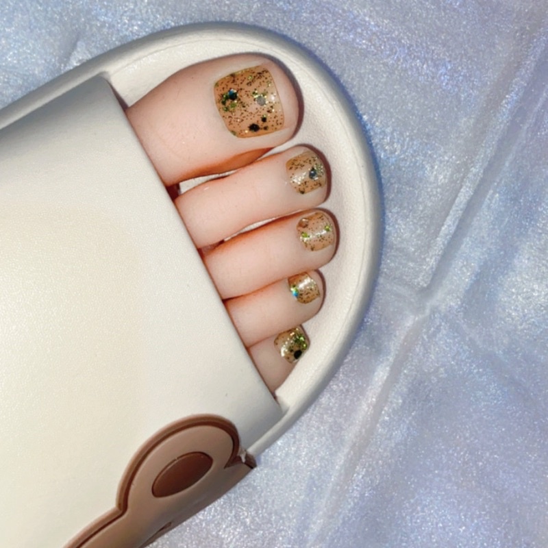 Kuku Palsu kaki【 J11，sudah ada lem】Nikah Wedding False Nailart Pengantin kaki